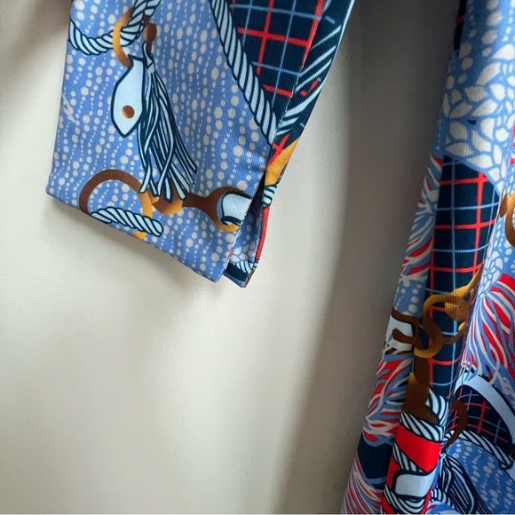 Gretchen Scott Jersey Bordertown Ditto Dress Imari Equestrian Scarf Nautical S - Picture 14 of 14